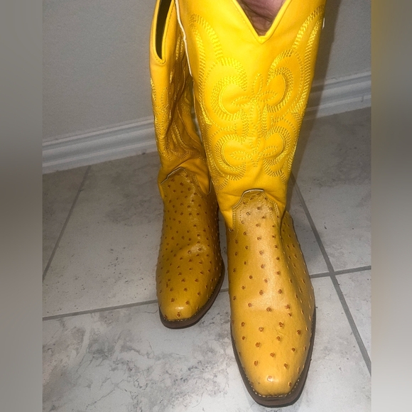 western boots Other - Vibrant Butter Yellow Ostrich Textured Men Cowboy Boots